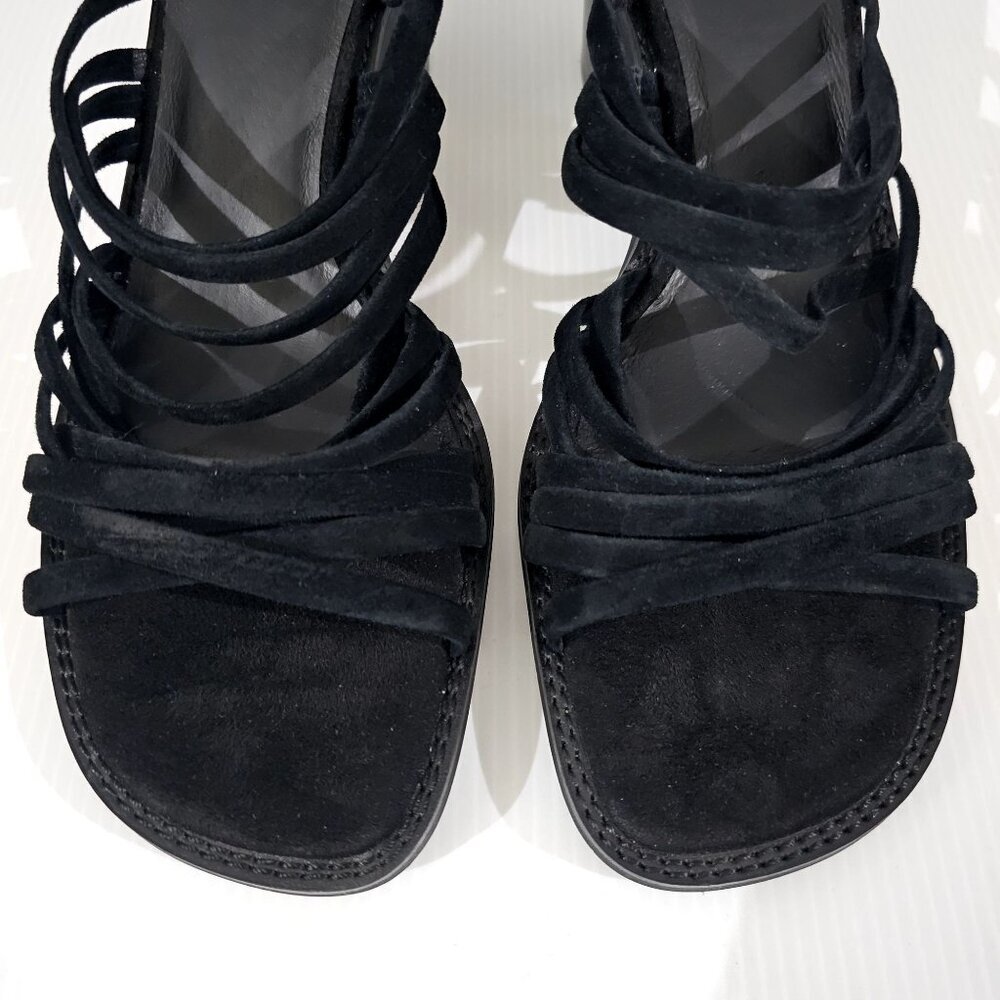 Jeffrey Campbell Intertwine Slide Sandal Womens 11 Black Suede Block Heel - Picture 5 of 12